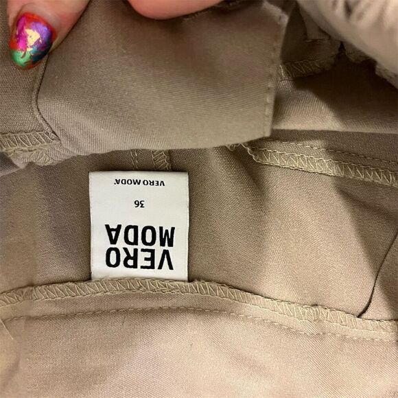 Vero Moda Women's Beige Khaki Chino Pants Size 36 Solid Snug Fit - Picture 5 of 6